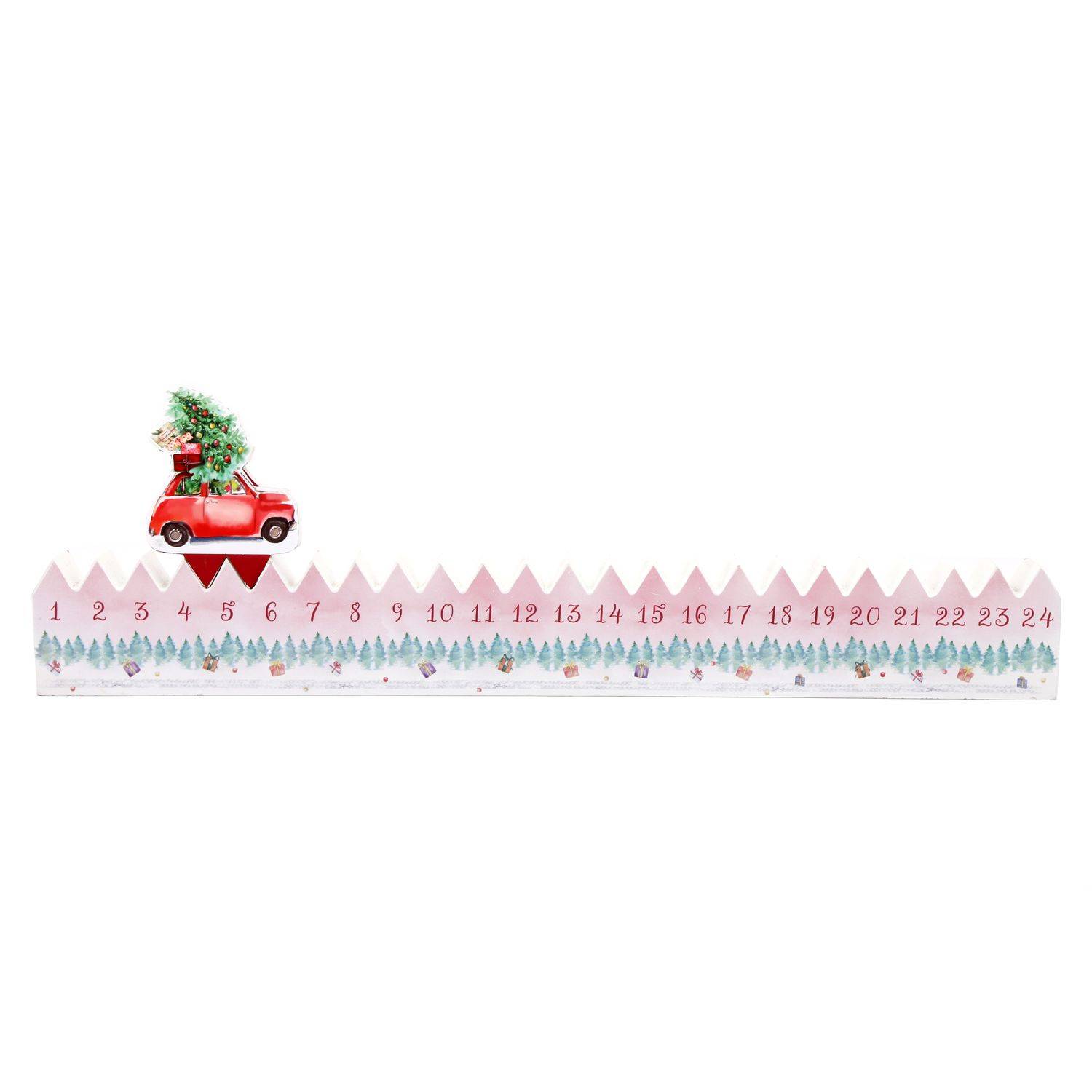 Sans Marque - Calendrier de l'Avent en bois Xmas Tradi - Rouge - Heart of the home