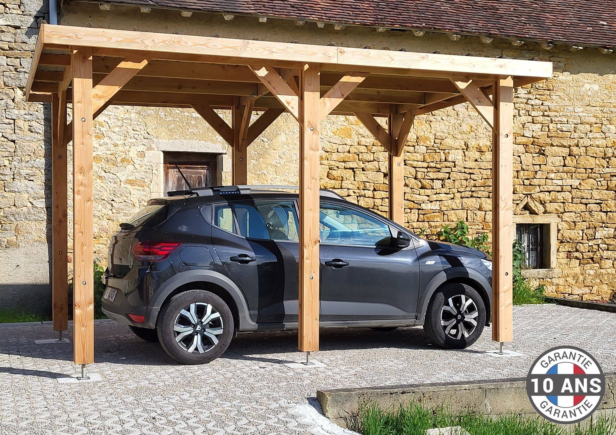 Cpbf Charpentes - Carport Toit Plat Bois DOUGLAS Français (Auvent - Abri voiture) 450cmX550cm.. - Image 1