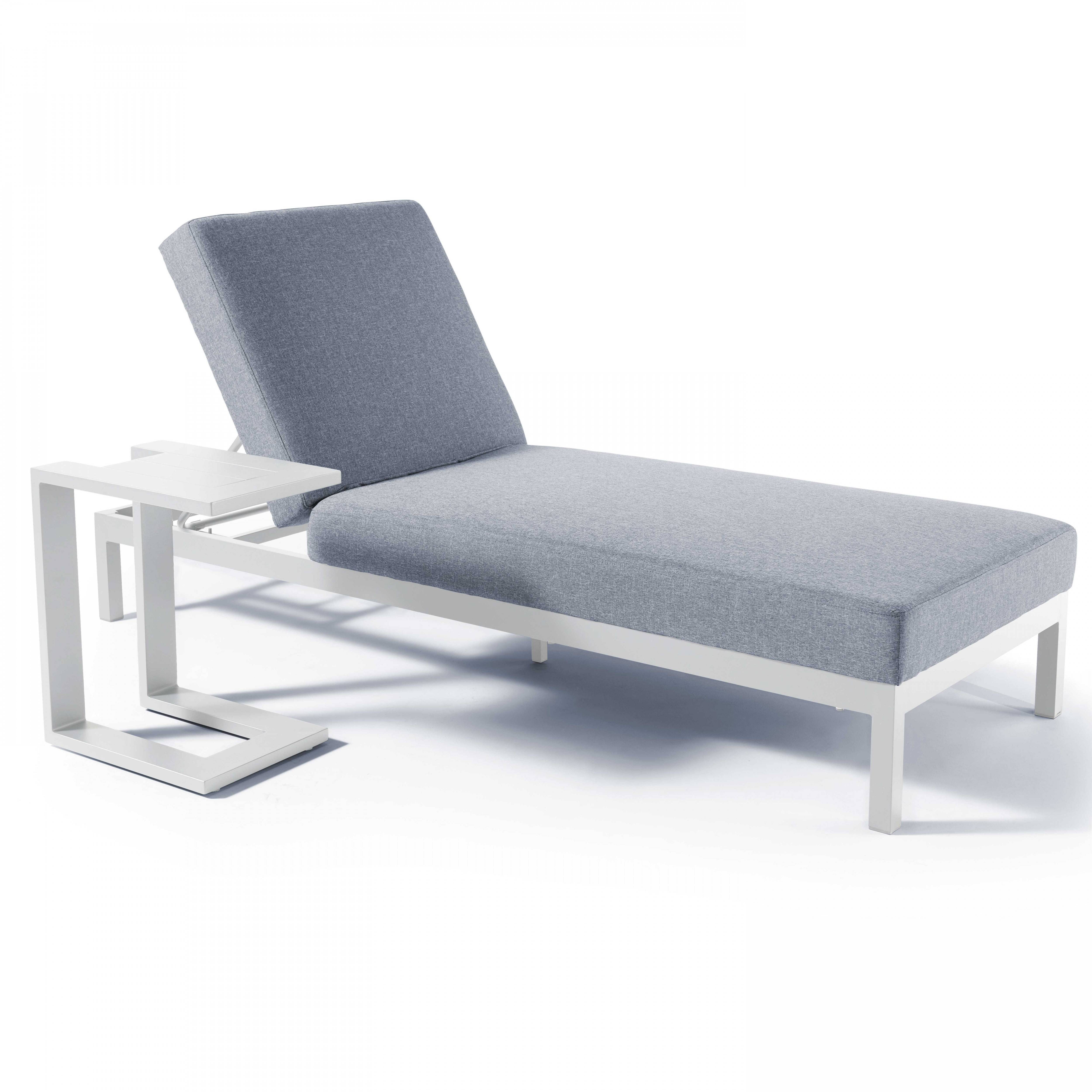 Oviala - Ensemble bain de soleil avec tablette en aluminium gris clair  Galapagos - Oviala - Image 1