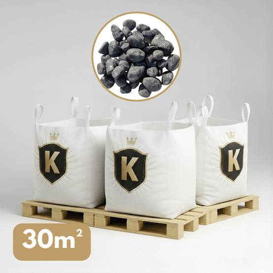 Galet marbre gris anthracite 40/60 mm – Pack 3 Big Bag +/- 1,5T – 30 m² - Image 1