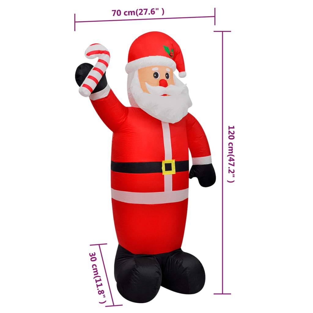 Père Noël Gonflable Lumineux LED Décoration Fêtes Intérieur Extérieur 120cm – ComfortXL Outdoor Living - Image 4