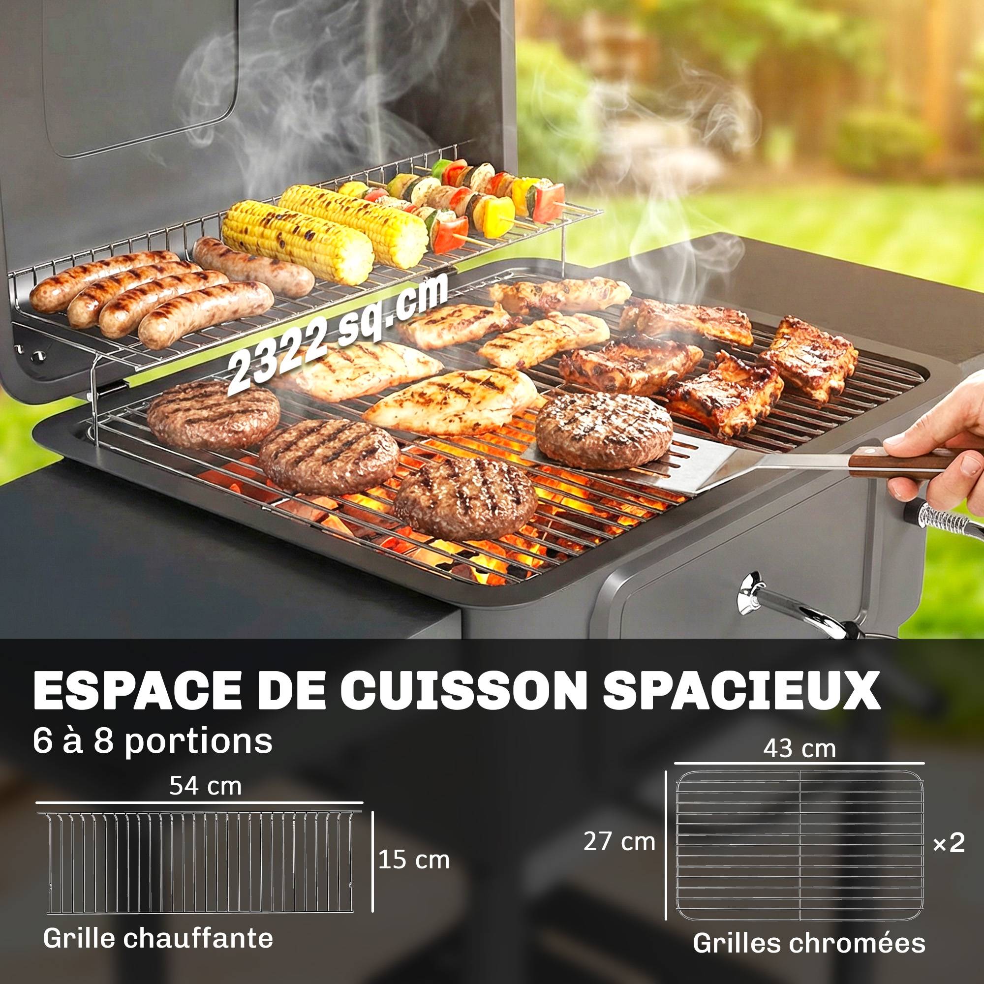 PANGIVO - Barbecue charbon chariot métal noir 112 x 63 x 101.5 cm - PANGIVO - Image 6