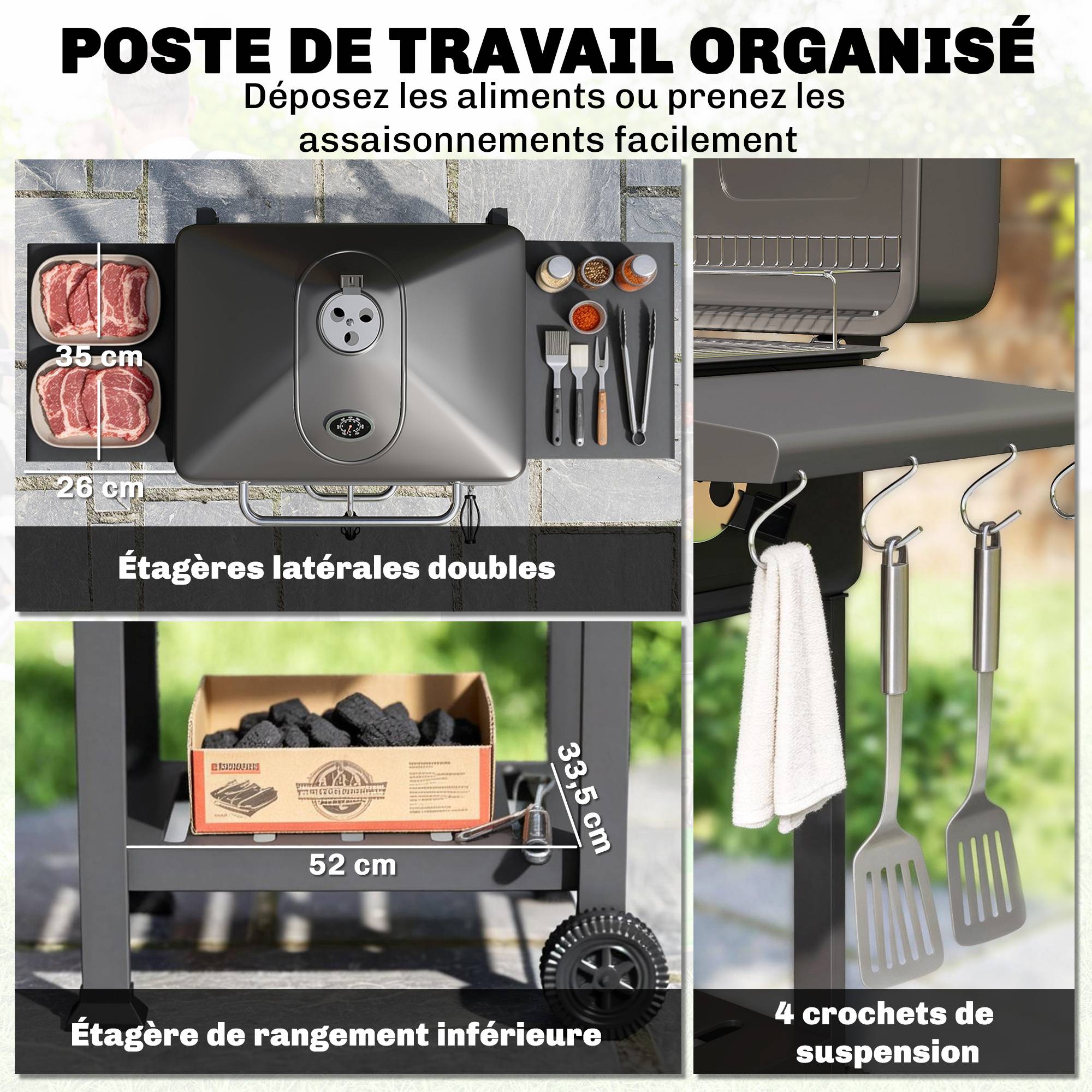 PANGIVO - Barbecue charbon chariot métal noir 112 x 63 x 101.5 cm - PANGIVO - Image 9