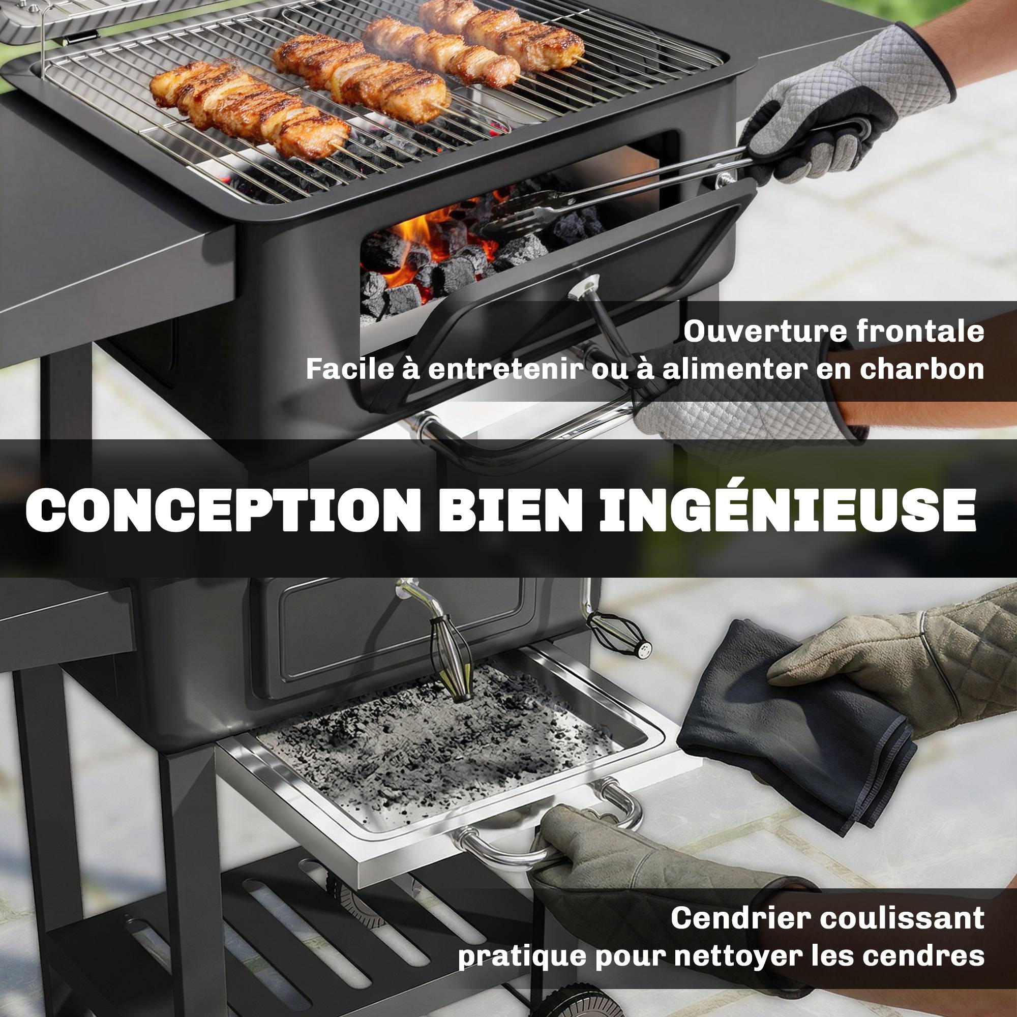 PANGIVO - Barbecue charbon chariot métal noir 112 x 63 x 101.5 cm - PANGIVO - Image 10