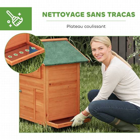 Poulailler Bois Sapin Extérieur Refuge Pondoir Perchoir 113x67cm Orange - ComfortXL Outdoor Living - Image 10