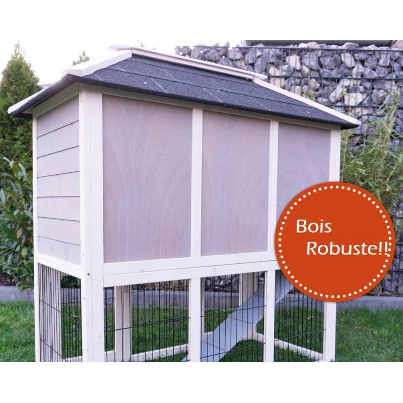 Cage Clapier Enclos lapin Extérieur en bois de haute qualité pour lapins 118x118x63cm-Modèle 034 Villa de ville - Image 3