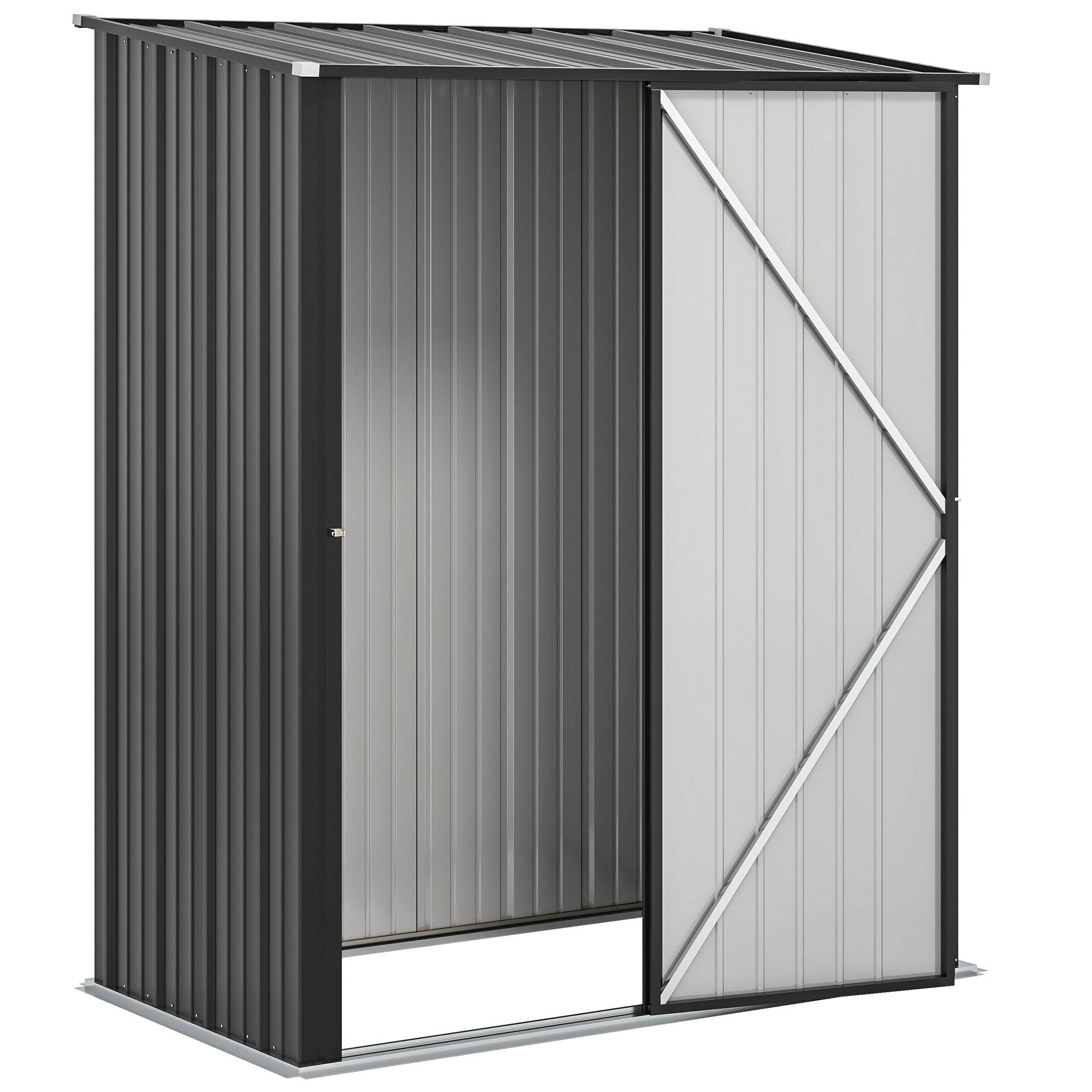 Abri de jardin remise outils porte verrouillable étagères incluses 161,5x94,5x196 cm noir, rangement sécurisé - Image 2