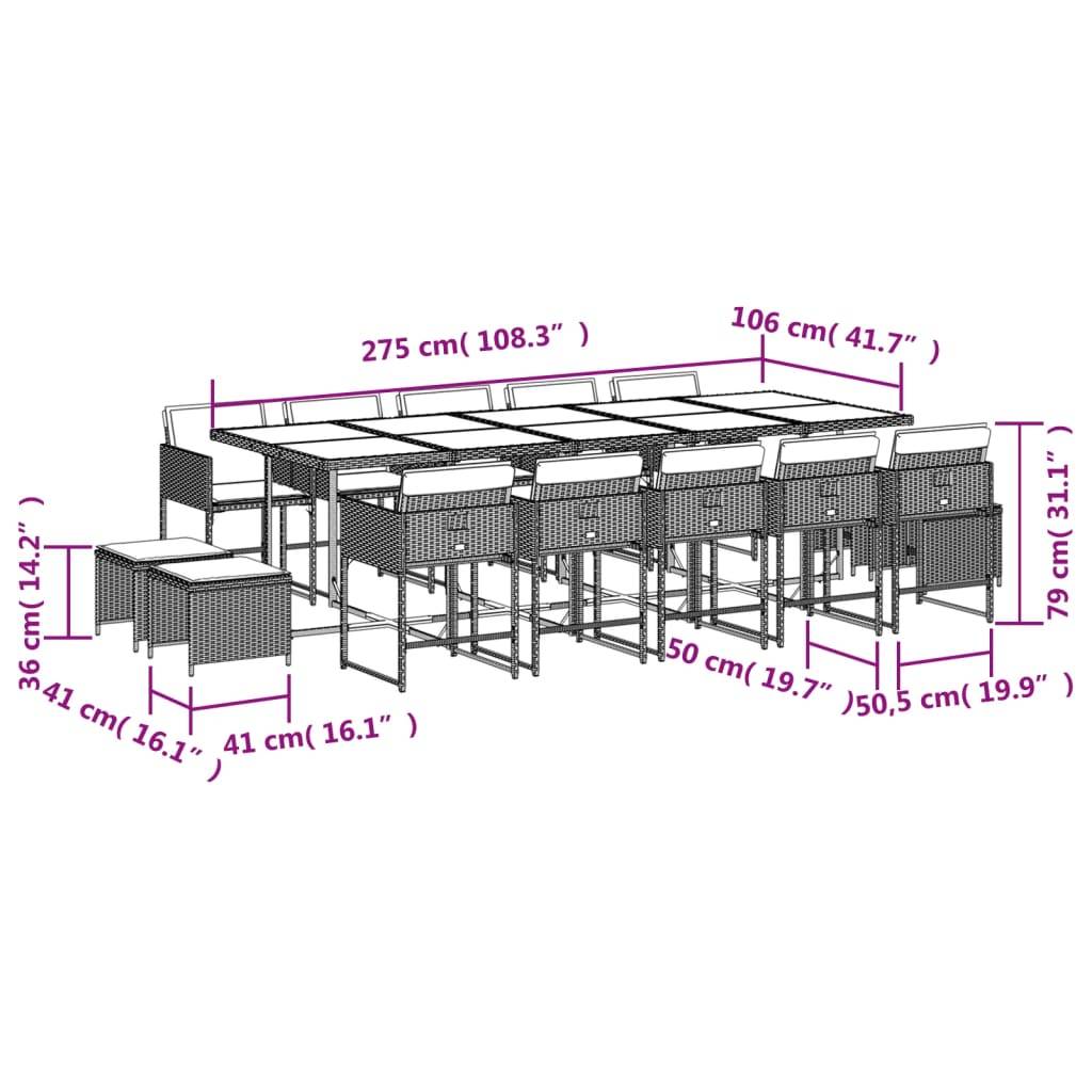 Ensemble Table et Chaises de Jardin 14 Personnes, Modèle Encastrable Résine Noire & Coussins Crème – ComfortXL Outdoor Living - Image 3