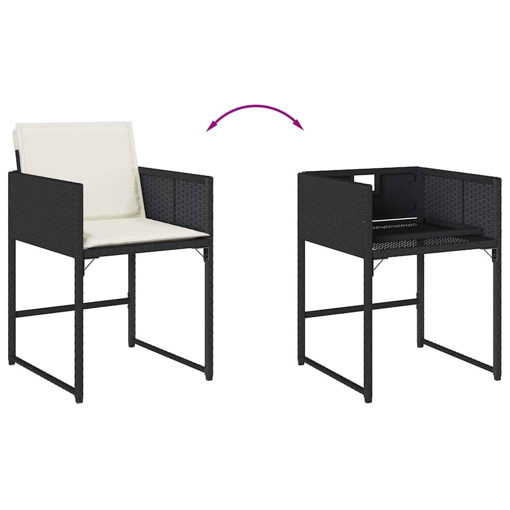 Ensemble Table et Chaises de Jardin 14 Personnes, Modèle Encastrable Résine Noire & Coussins Crème – ComfortXL Outdoor Living - Image 10