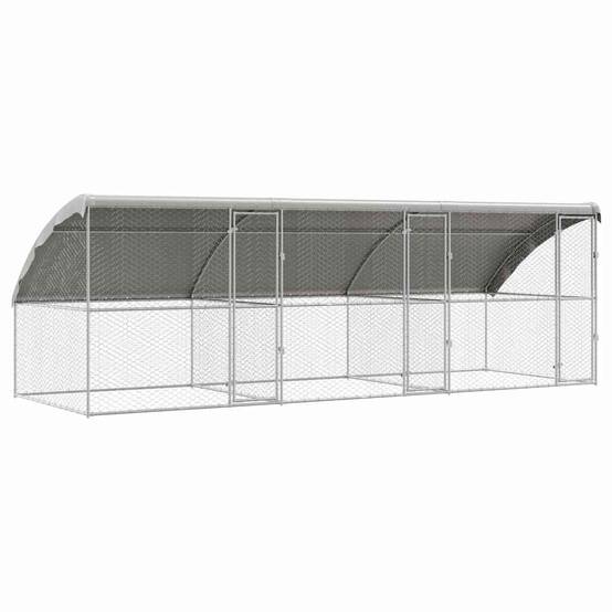 Enclos Chien Acier Grand Espace Extérieur 6m Argent - ComfortXL Outdoor Living - Image 2