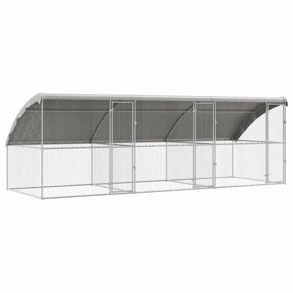 Enclos Chien Acier Grand Espace Extérieur 6m Argent - ComfortXL Outdoor Living - Image 2