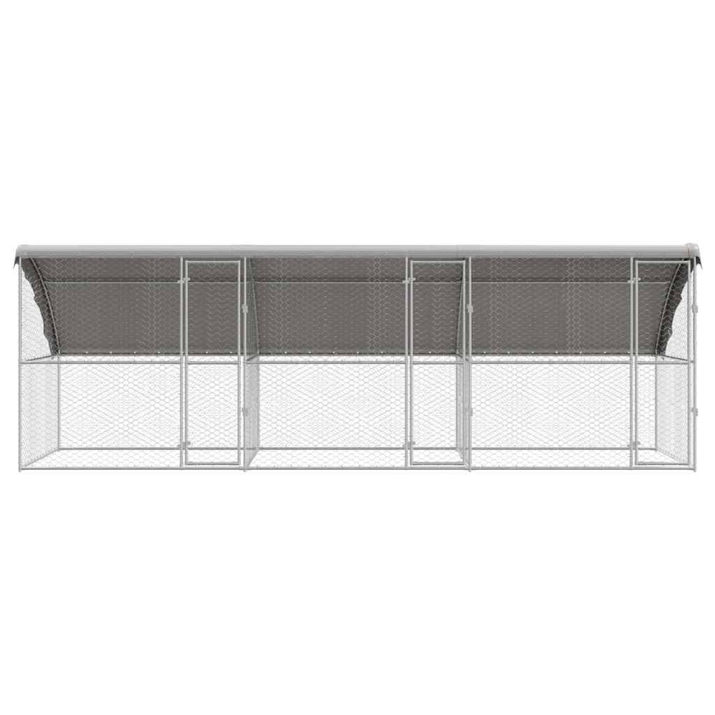Enclos Chien Acier Grand Espace Extérieur 6m Argent - ComfortXL Outdoor Living - Image 4