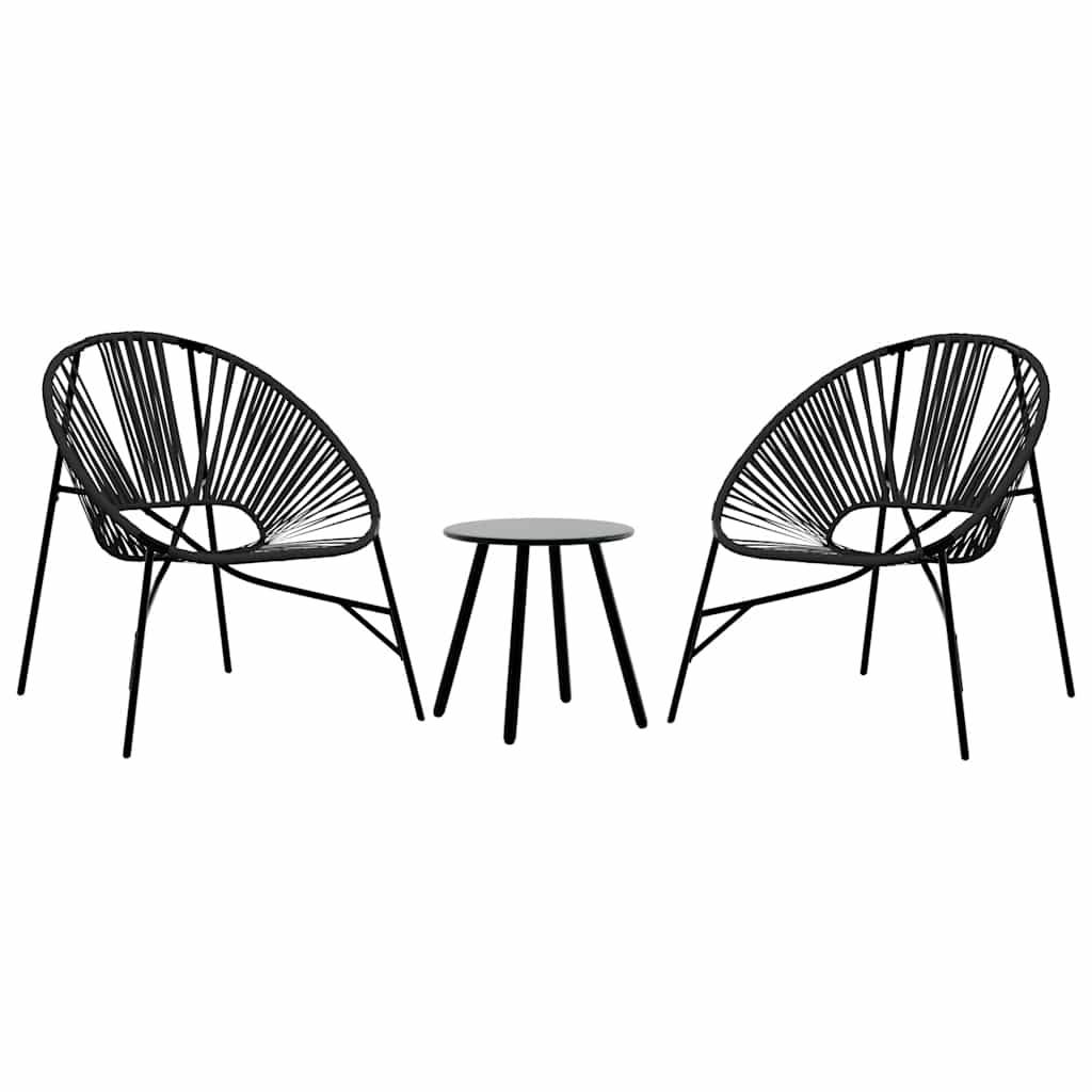 PANGIVO - Lot de 3 Chaise de jardin noir résine tressée 77 x 68,5 x 82 cm - PANGIVO - Image 2