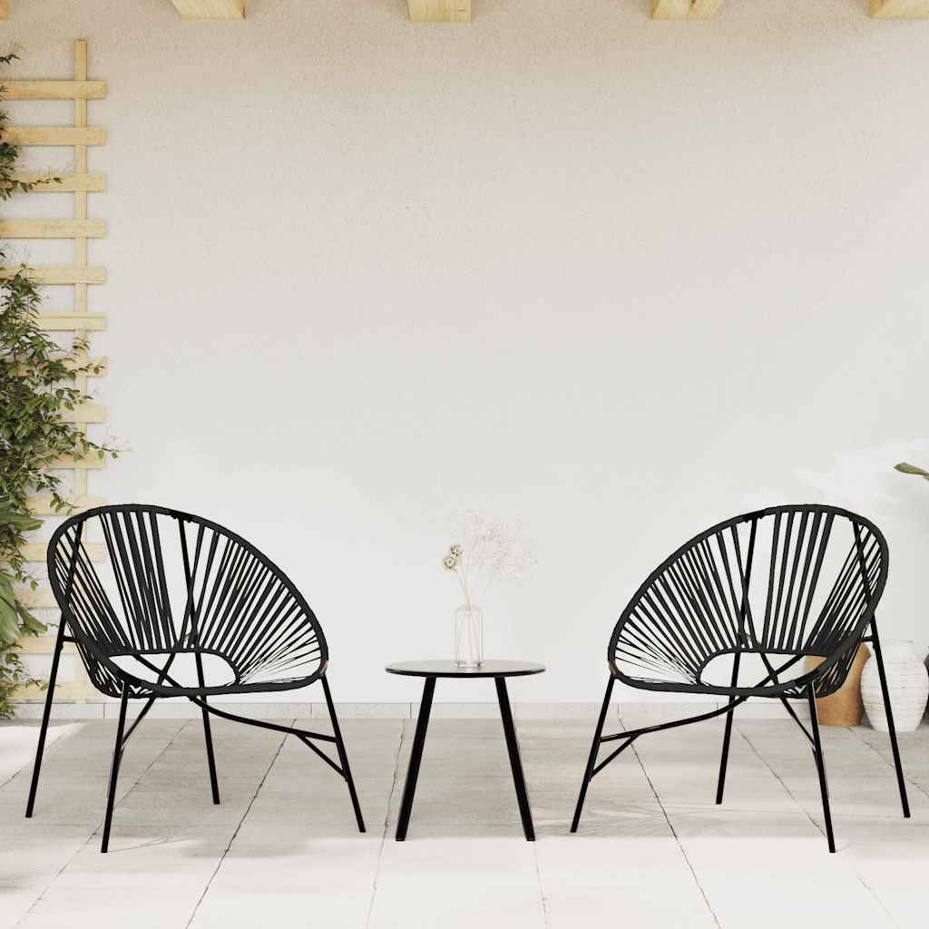 PANGIVO - Lot de 3 Chaise de jardin noir résine tressée 77 x 68,5 x 82 cm - PANGIVO