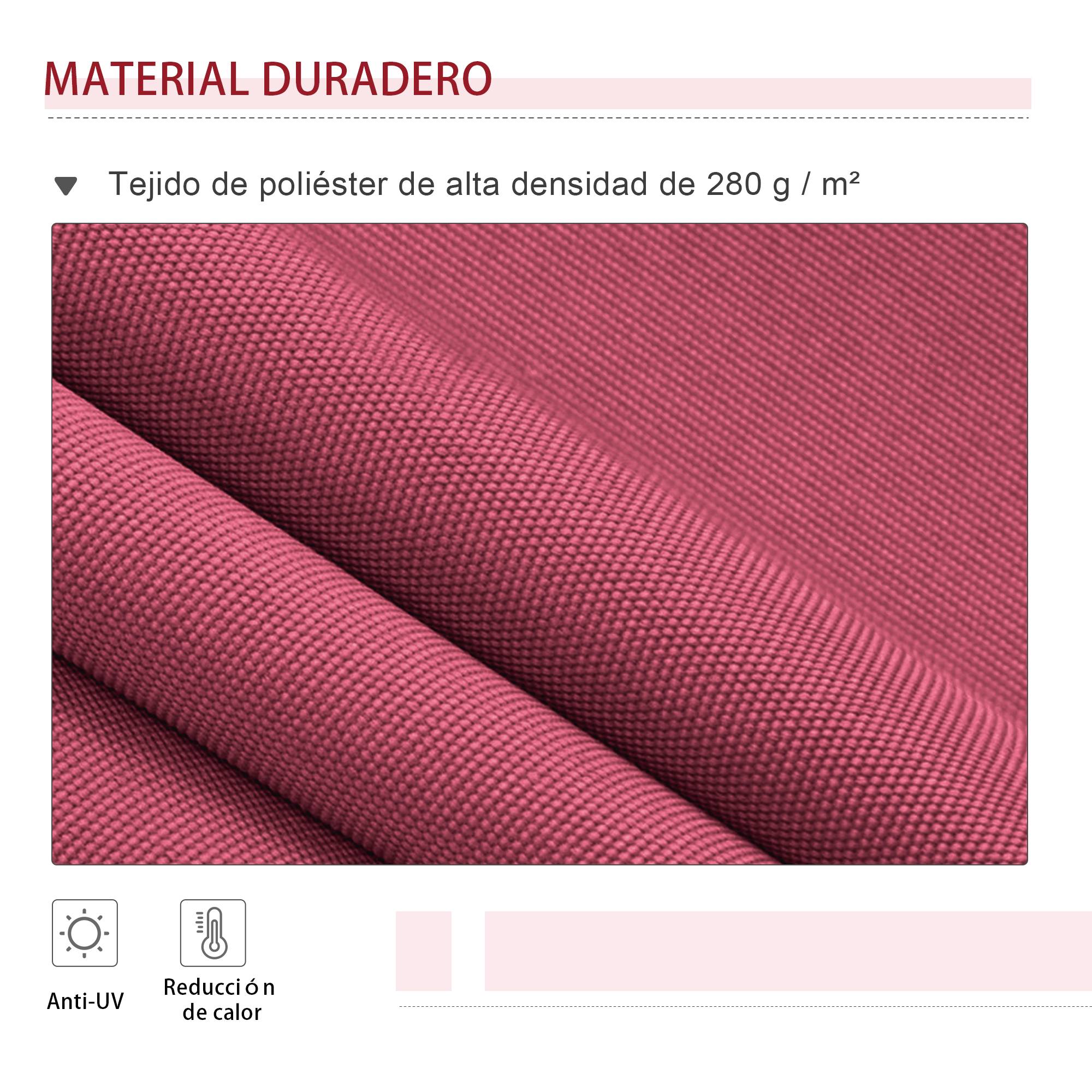 Store banne manuel 395 x 245 cm avec manivelle, pour balcon, terrasse ou patio, en aluminium et toile polyester 280 g/m², anti-UV, rouge. - Image 6
