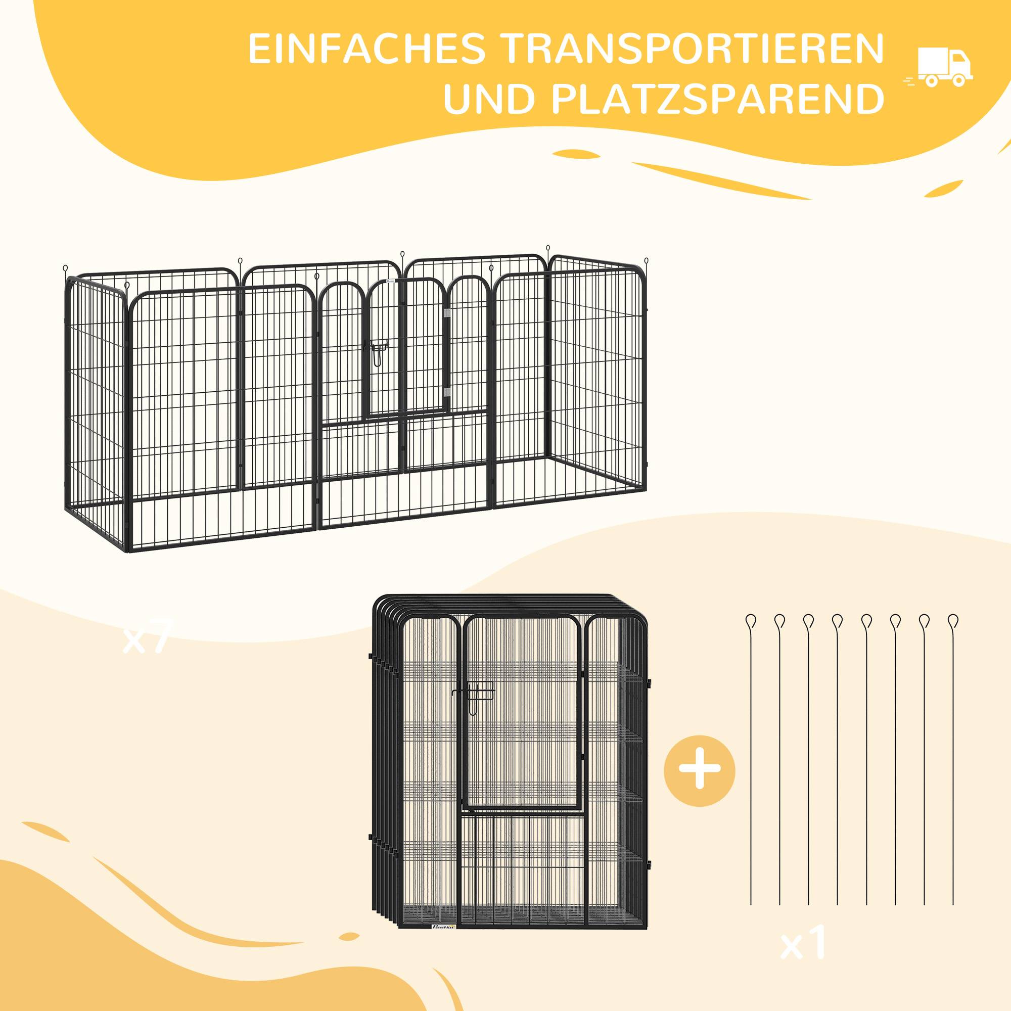 Parc Enclos Chiots Métal 8 Panneaux Intérieur Extérieur Pliable 80x100cm Noir - ComfortXL Pet Living - Image 4