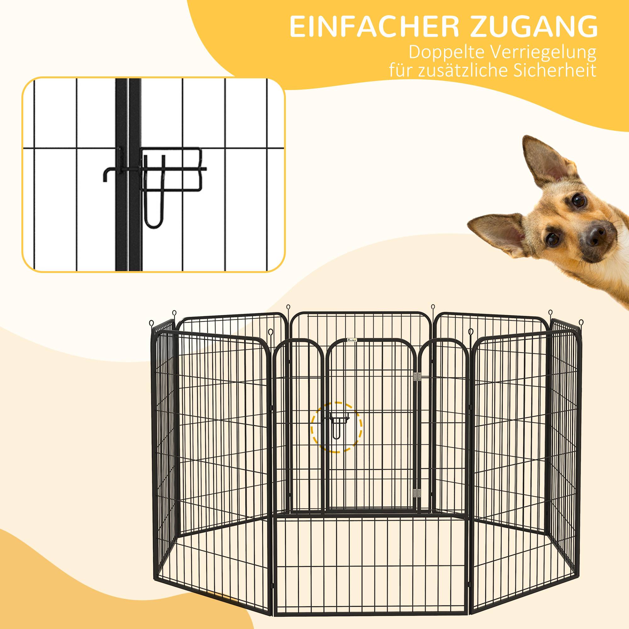 Parc Enclos Chiots Métal 8 Panneaux Intérieur Extérieur Pliable 80x100cm Noir - ComfortXL Pet Living - Image 5