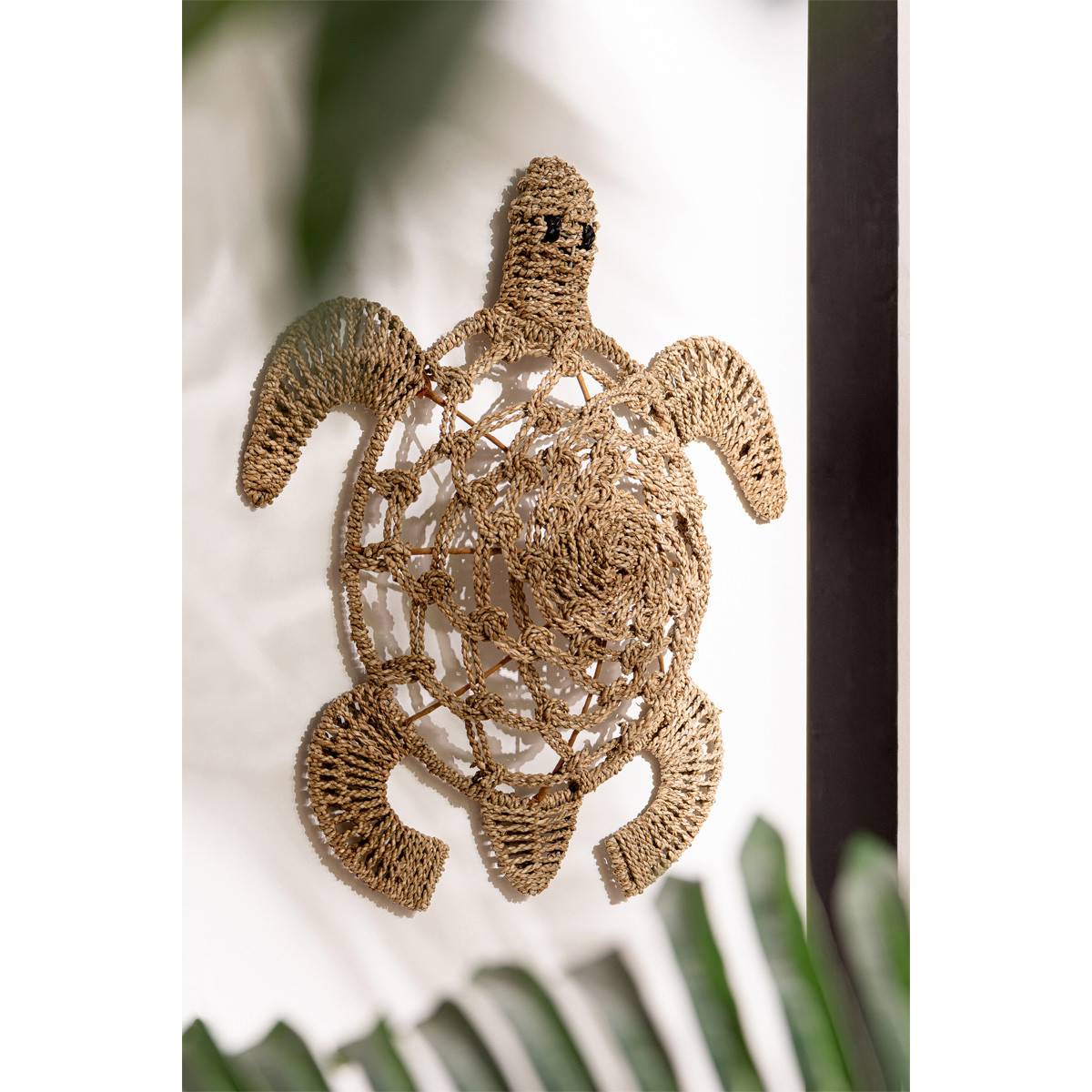 J-Line - Lot de 2 Déco Murales en Jonc "Tortue" 80cm Naturel - Image 3