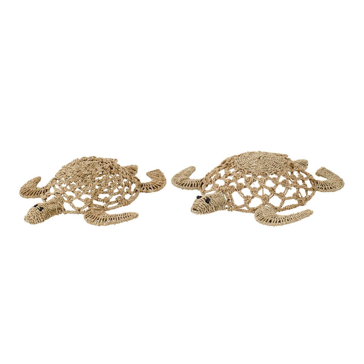 J-Line - Lot de 2 Déco Murales en Jonc "Tortue" 80cm Naturel - Image 1