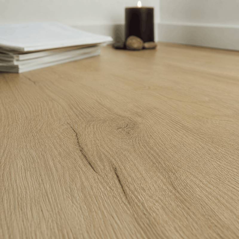 Sol vinyle SPC clipsable 11,7 m² chêne clair - Sous couche intégrée, usure 0,5 mm - Coloris - Chêne clair - Image 5