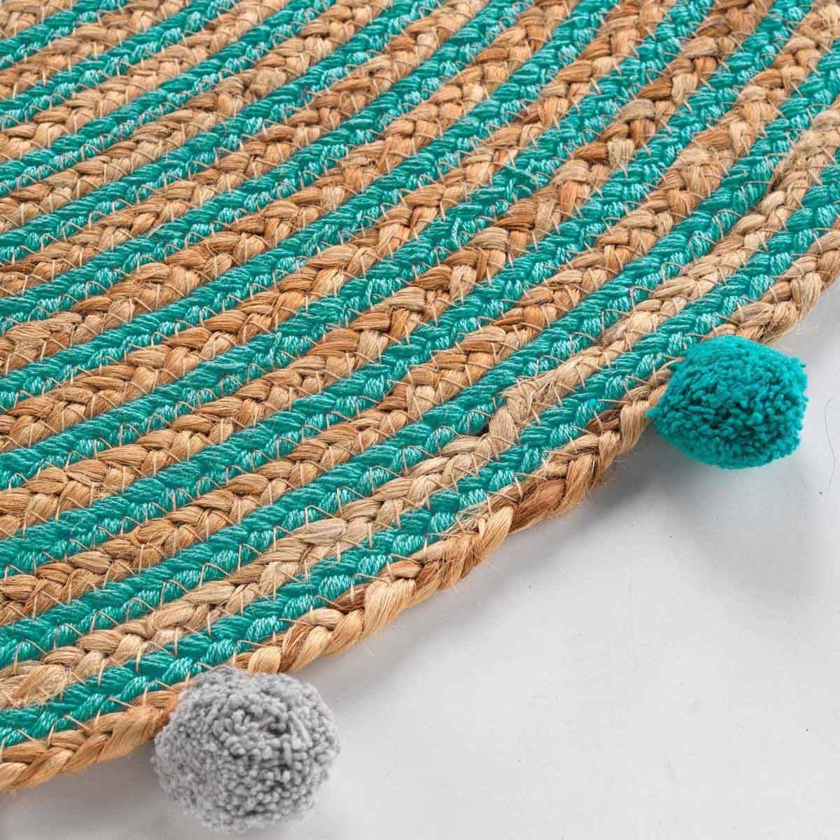 Tapis Enfant à Pompons Déco "Baloo" 90cm Vert - Image 2