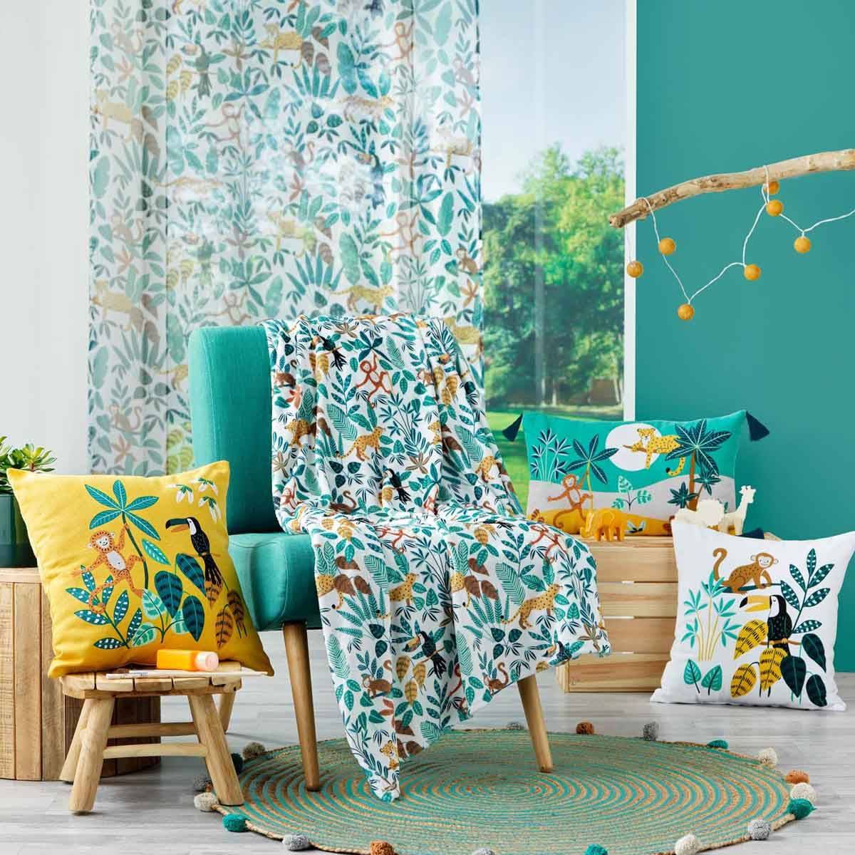 Tapis Enfant à Pompons Déco "Baloo" 90cm Vert - Image 4