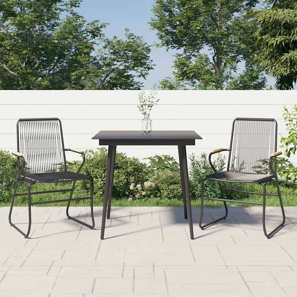 Vidaxl - Ensemble à manger de jardin 3 pcs-Salons de jardin noir rotin PVC 563530 - Image 1