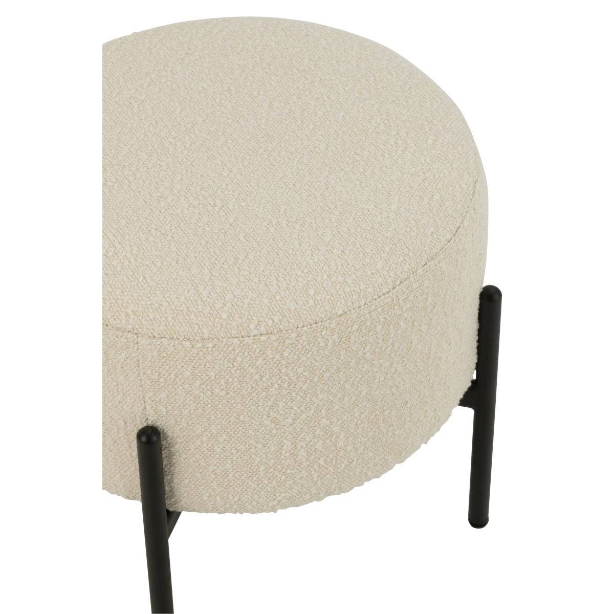 Tabouret en Tissu Bouclé "Aldo" 44cm Blanc - Image 3
