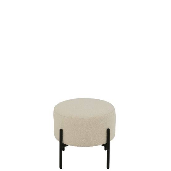 Tabouret en Tissu Bouclé "Aldo" 44cm Blanc - Image 2