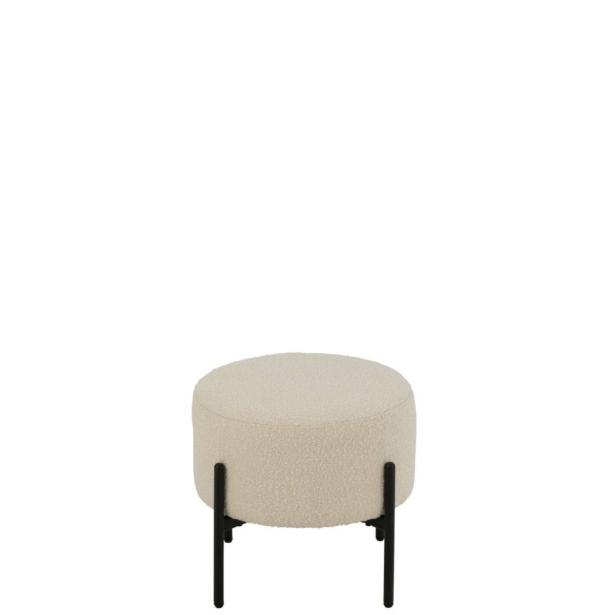 Tabouret en Tissu Bouclé "Aldo" 44cm Blanc - Image 2