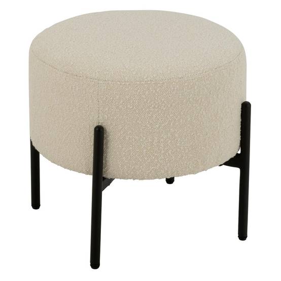 Tabouret en Tissu Bouclé "Aldo" 44cm Blanc - Image 1