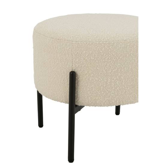 Tabouret en Tissu Bouclé "Aldo" 44cm Blanc - Image 4