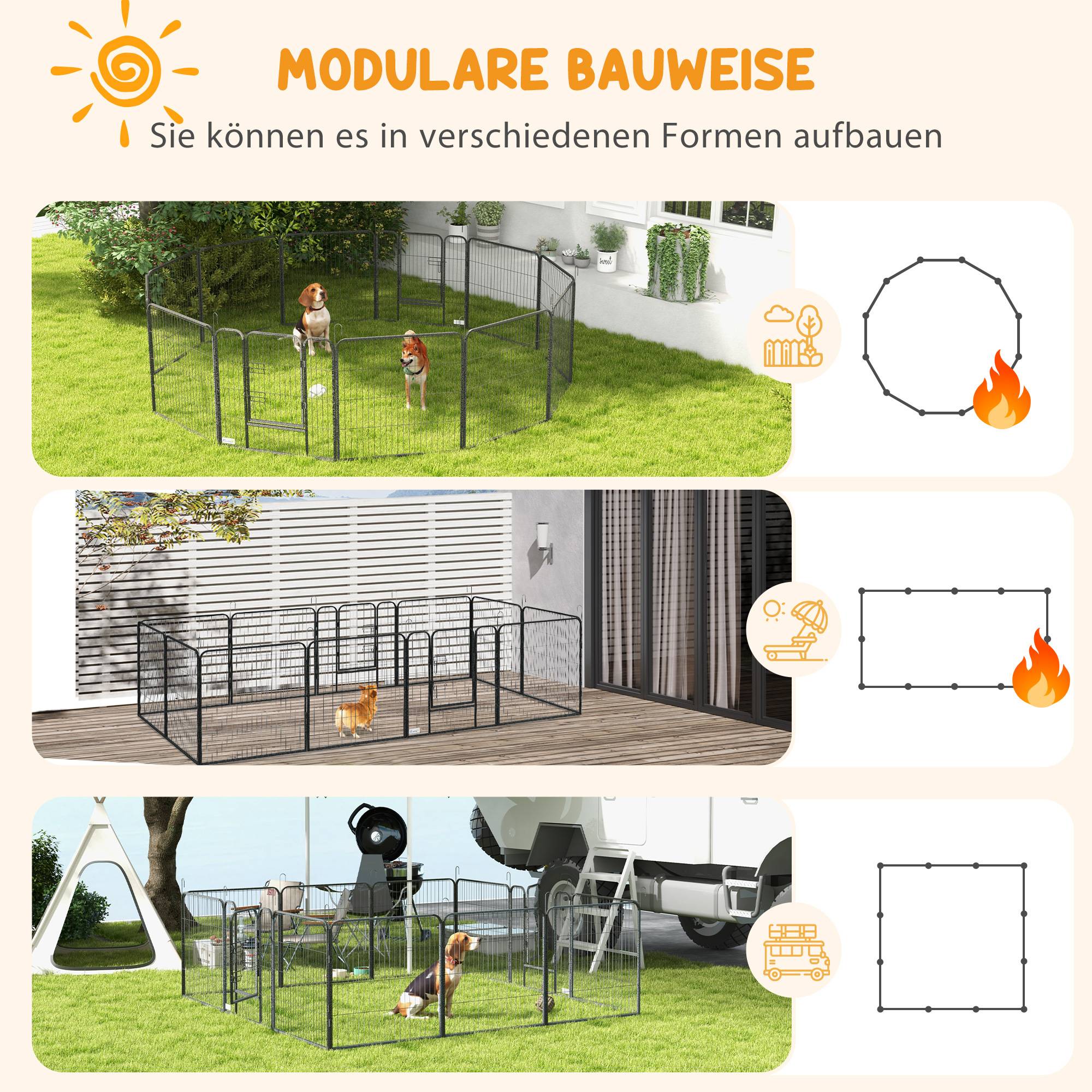 Parc Enclos Chiot Acier Modulable 12 Panneaux Intérieur Extérieur 80cm Gris - ComfortXL Pet Living - Image 4