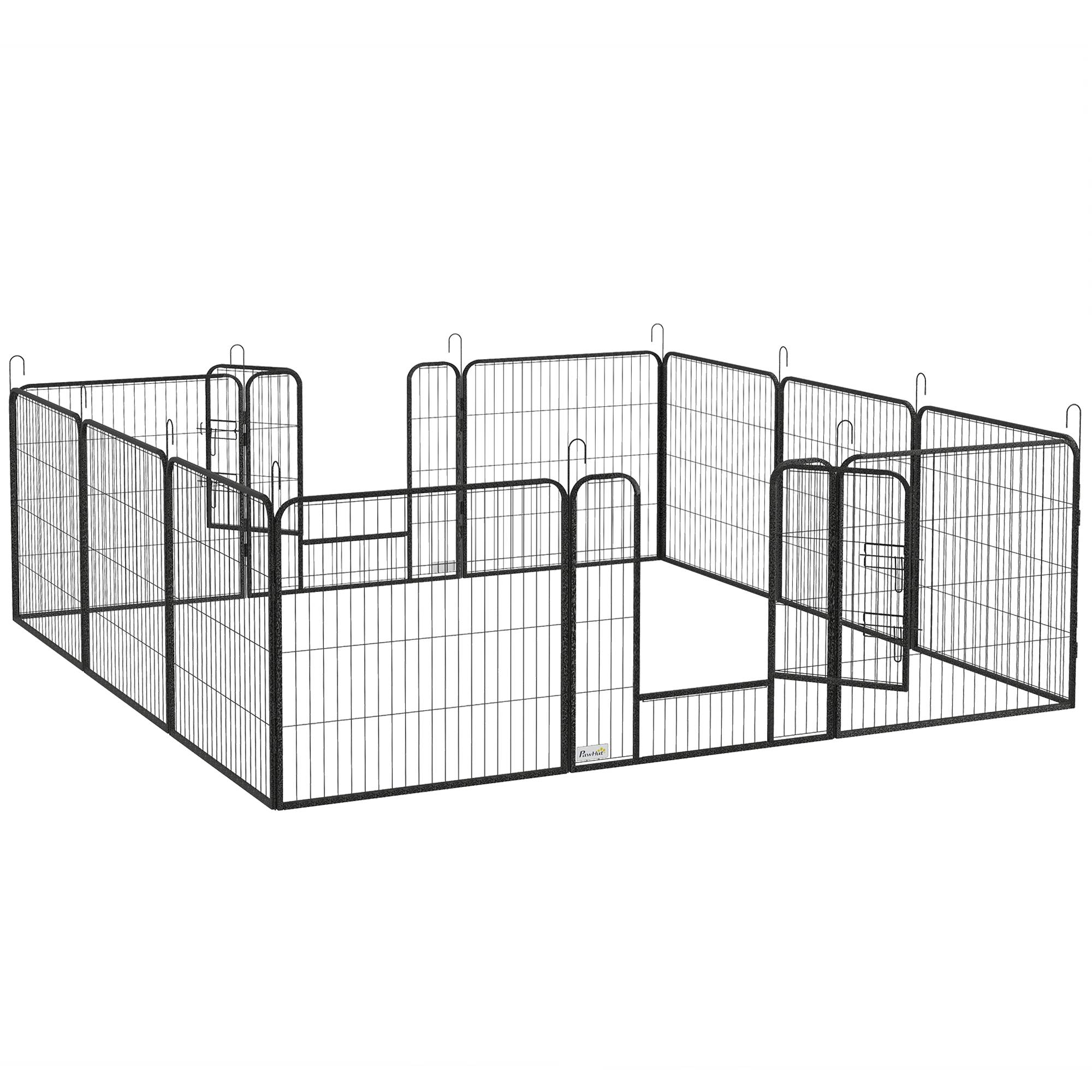 Parc Enclos Chiot Acier Modulable 12 Panneaux Intérieur Extérieur 80cm Gris - ComfortXL Pet Living - Image 2