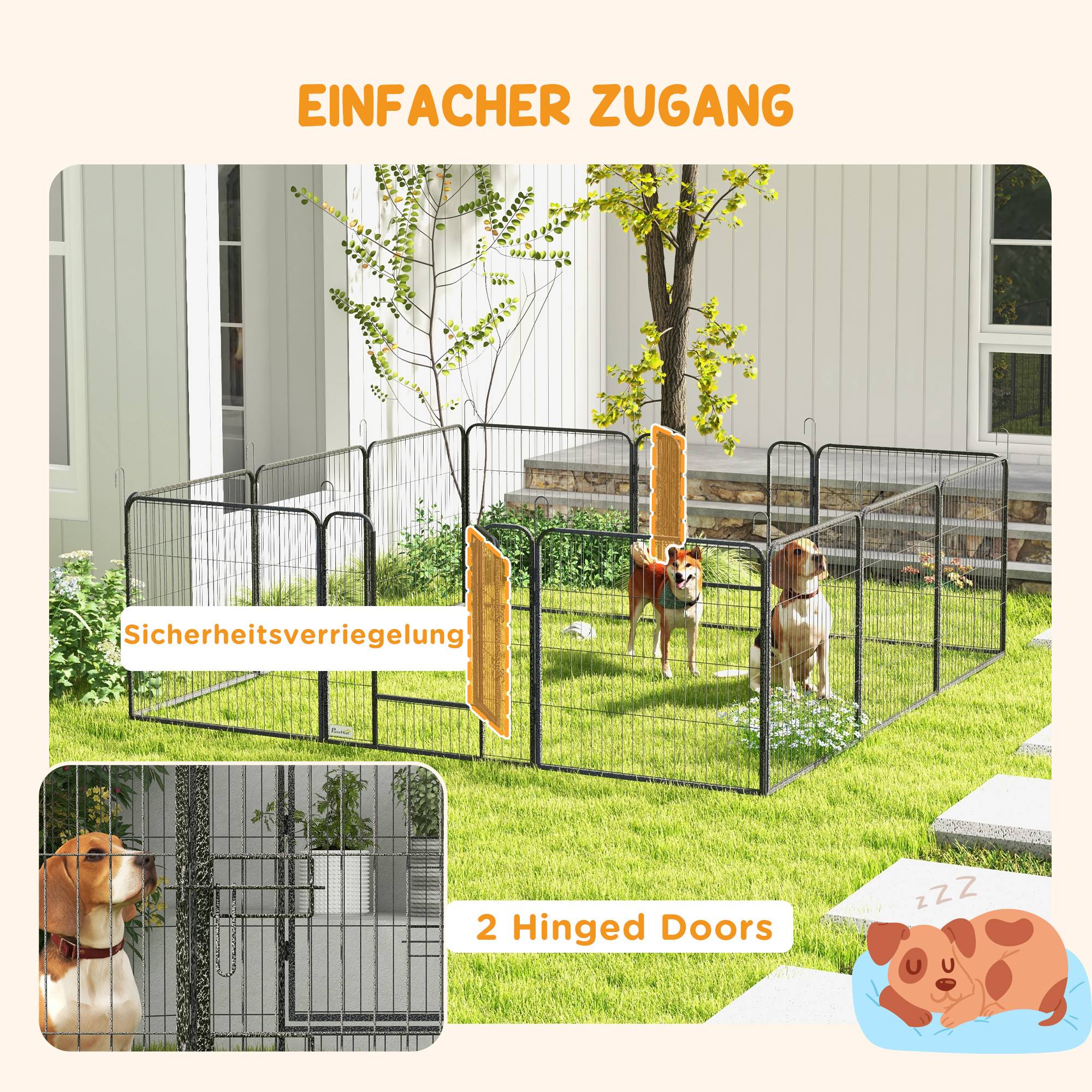 Parc Enclos Chiot Acier Modulable 12 Panneaux Intérieur Extérieur 80cm Gris - ComfortXL Pet Living - Image 5