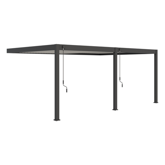 Ombrea - Pergola bioclimatique Ombréa adossée VS - 4x6M bicolore + 2 stores anthracites - Image 5