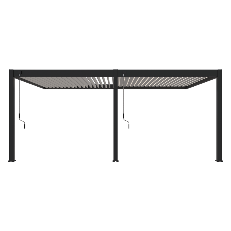 Ombrea - Pergola bioclimatique Ombréa adossée VS - 4x6M bicolore + 2 stores anthracites - Image 4
