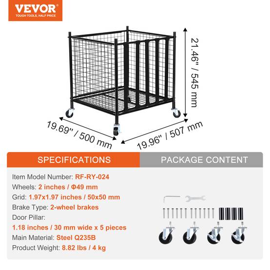 VEVOR Chariot ballons verrouillable 50,7x50x54,5 cm, acier, 4 roulettes. Matériel sportif, gym, garage. - Image 7