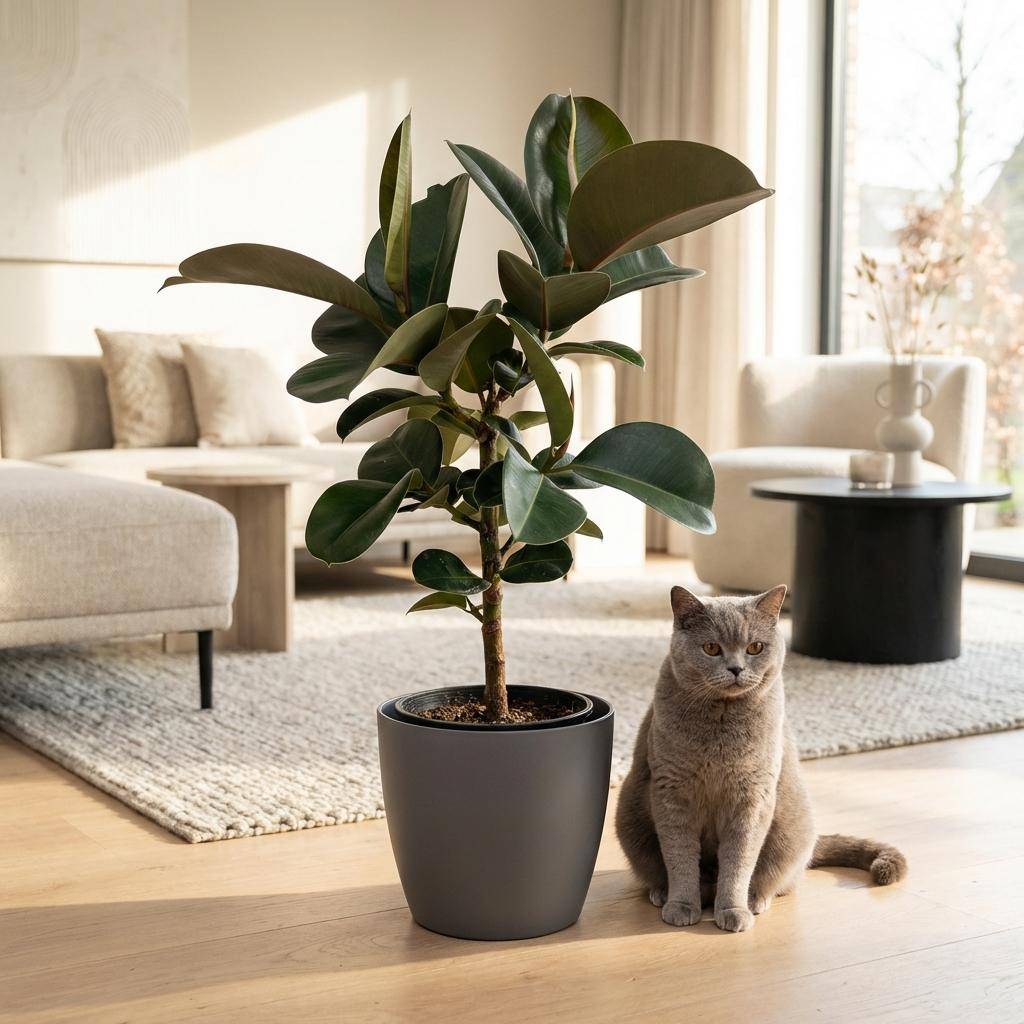 Caoutchouc - Ficus Elastica Cloe - Pot de 19cm - Hauteur 65cm - Gris - Plantes d'intérieur - Image 3