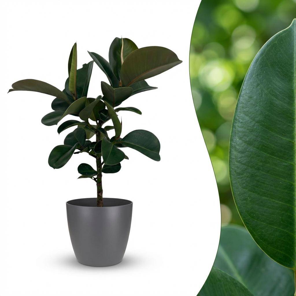 Caoutchouc - Ficus Elastica Cloe - Pot de 19cm - Hauteur 65cm - Gris - Plantes d'intérieur - Image 2