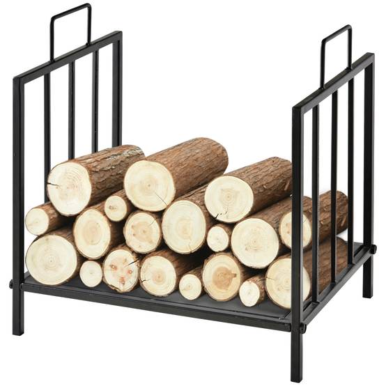 Range bûches Porte-bûches Etagère porte bois de cheminée charge max. 15 Kg dim. 44L x 33l x 46H cm métal époxy noir - Image 2