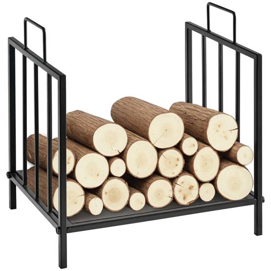 Range bûches Porte-bûches Etagère porte bois de cheminée charge max. 15 Kg dim. 44L x 33l x 46H cm métal époxy noir - Image 1