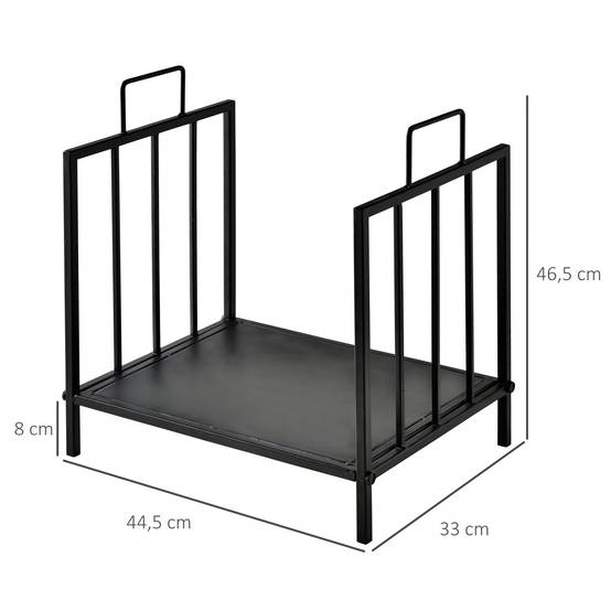 Range bûches Porte-bûches Etagère porte bois de cheminée charge max. 15 Kg dim. 44L x 33l x 46H cm métal époxy noir - Image 4
