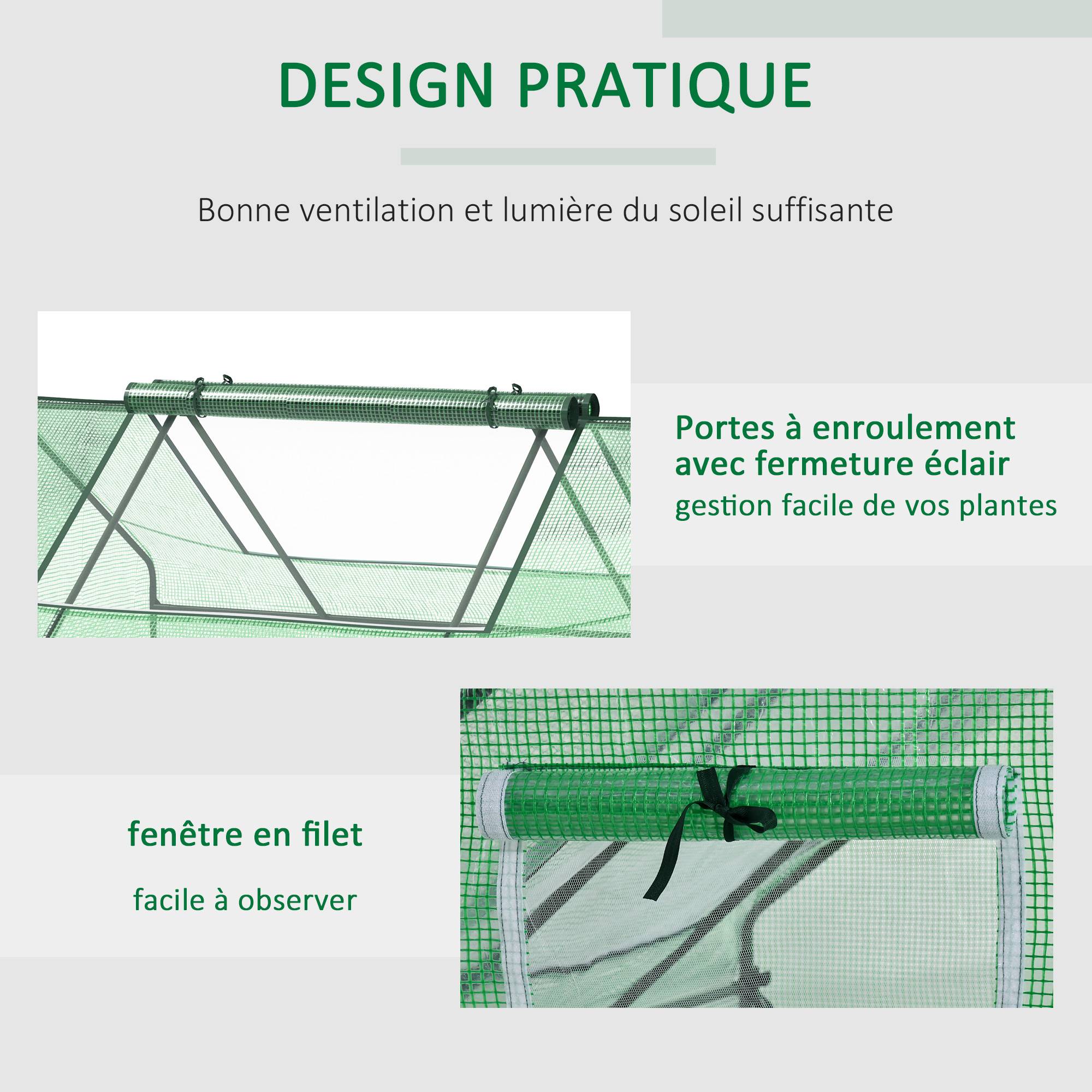 Maison Chic - Mini serre de jardin mini serre tunnel 180x140x80cm toit pointu acier PE haute densité 140 g/m² 2 grandes fenêtres vert foncé - Image 7