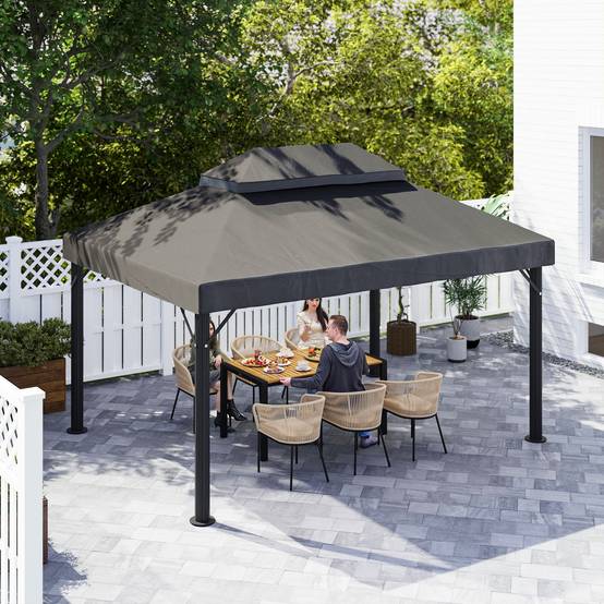 Toile de Rechange Tissu Oxford Haute Densité pour Tonnelle Anti-UV 4x3 m Gris Foncé - ComfortXL Outdoor Living - Image 10