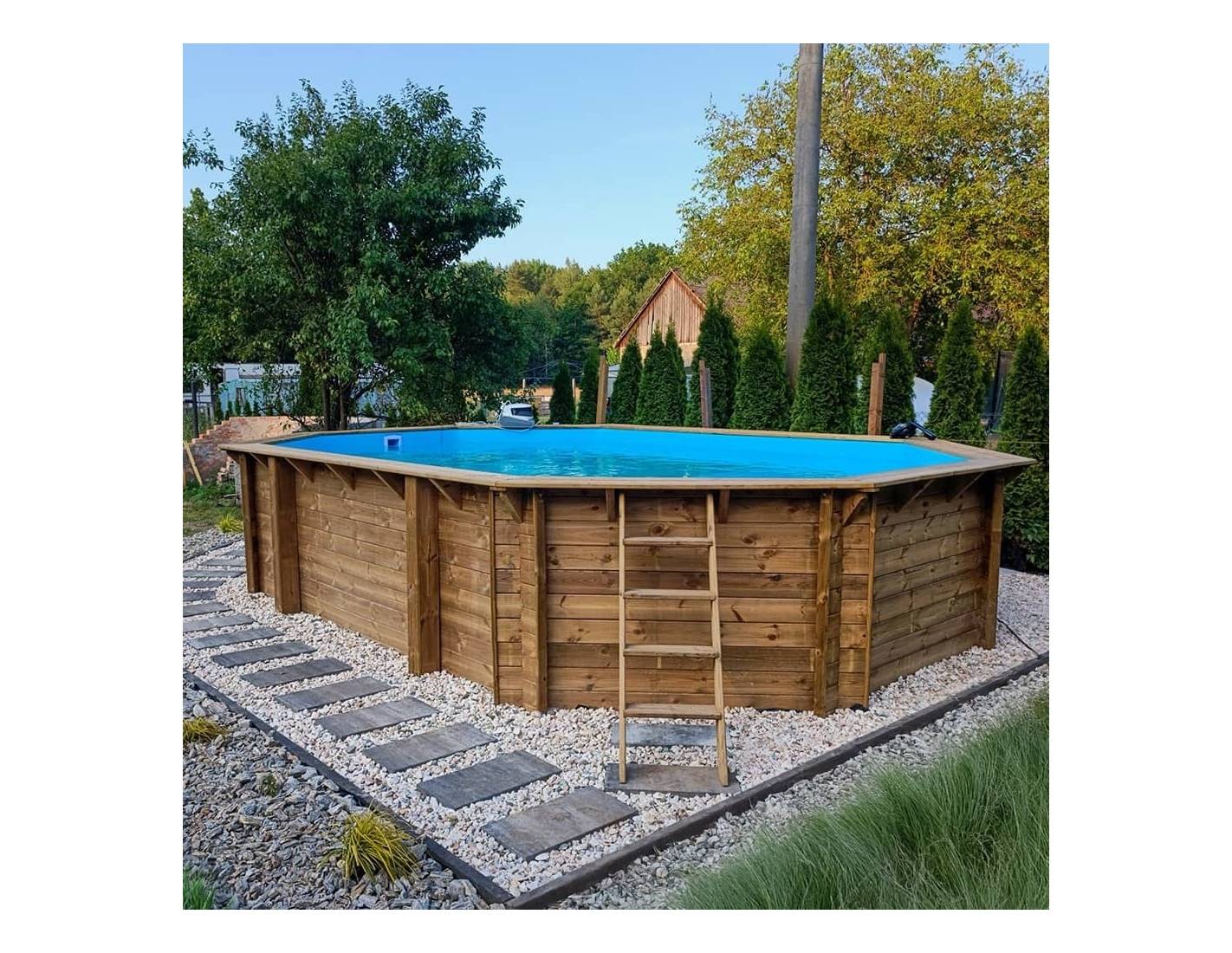 Altanka - Piscine en bois Nemo 7.3x3.97 - H.1.45 m fixations à sceller - BAS7305OSPI+SZA - Image 6
