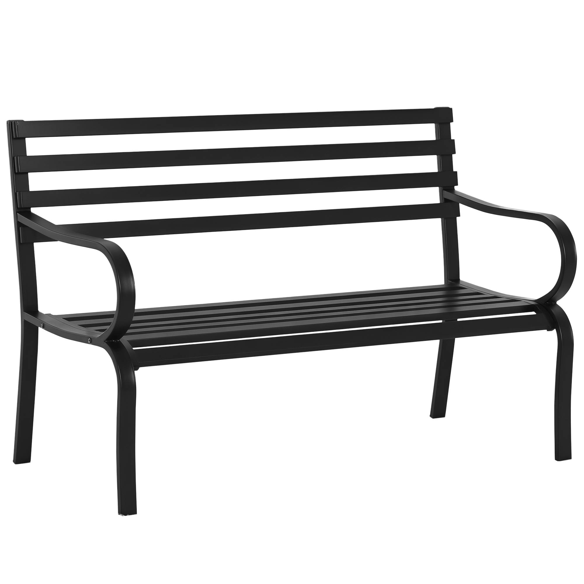 ComfortXL - Banc de jardin 2 places métal balcon terrasse peinture imperméable 127x62x82cm noir - ComfortXL Outdoor Living - Image 1