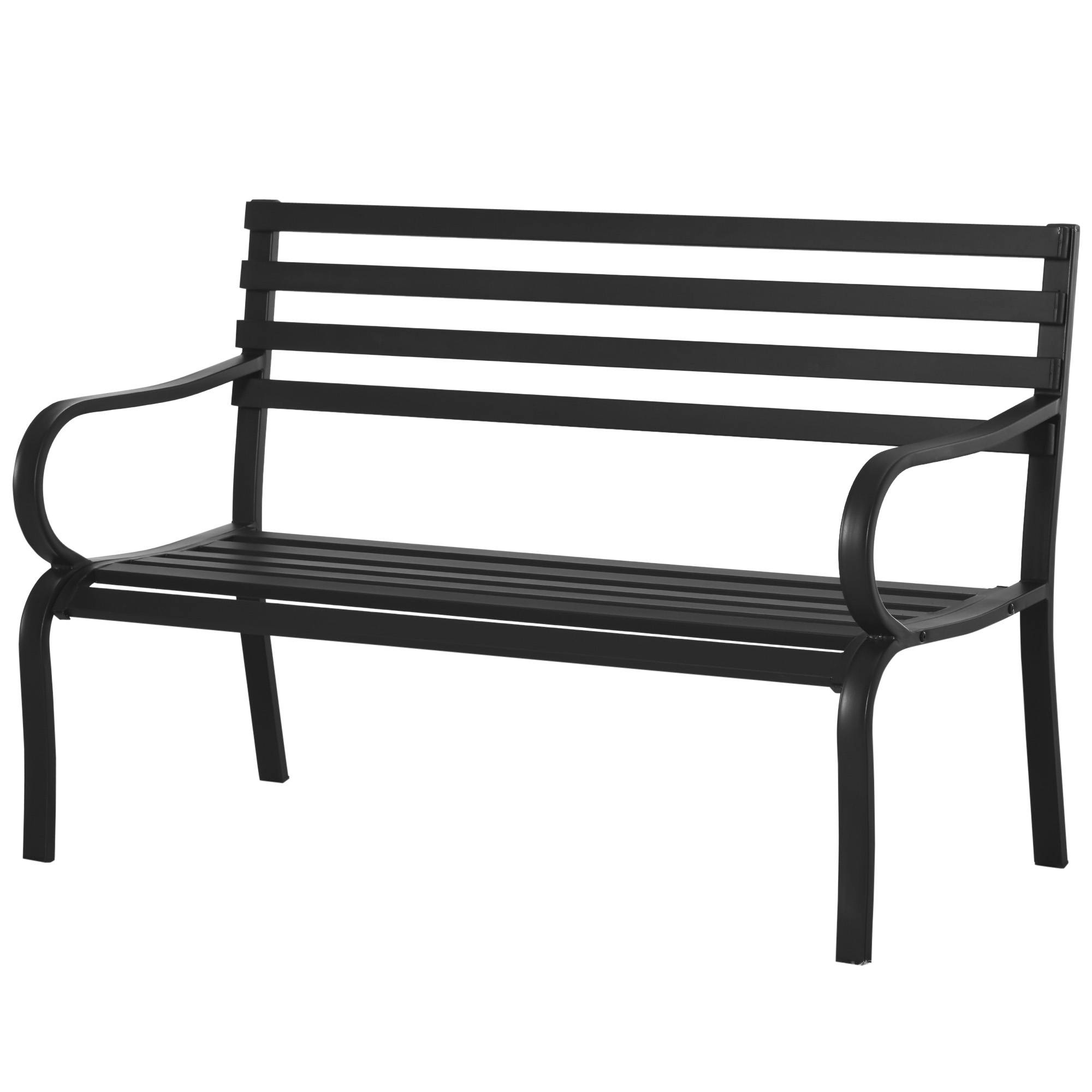 ComfortXL - Banc de jardin 2 places métal balcon terrasse peinture imperméable 127x62x82cm noir - ComfortXL Outdoor Living - Image 2