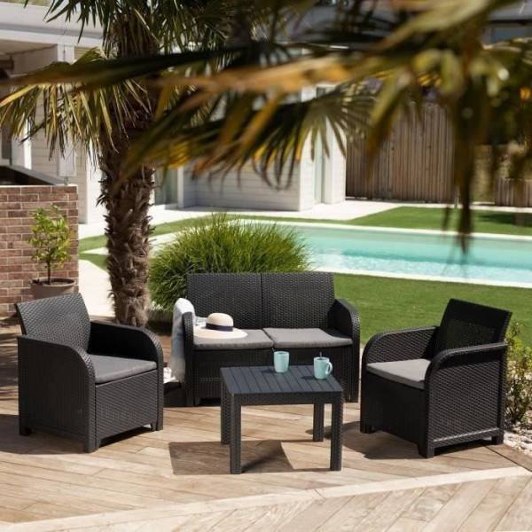 Salon de jardin en résine – Allibert by KETER - 4 personnes – SAN REMO – Gris graphite - Image 4