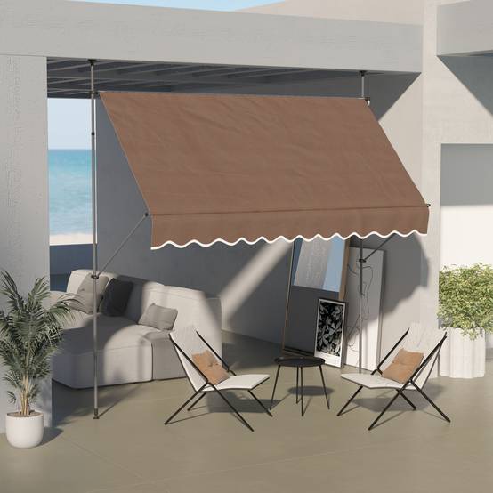 Store banne rétractable manuel à manivelle 300 x 120 x 210-300 cm, hauteur réglable, imperméable et anti-UV, couleur café - Image 3